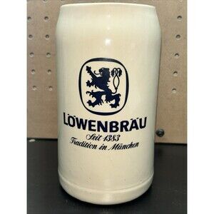 Large Vintage Lowenbrau Seit 1383 Munchen Stoneware 1L Beer Stein Mug Germany